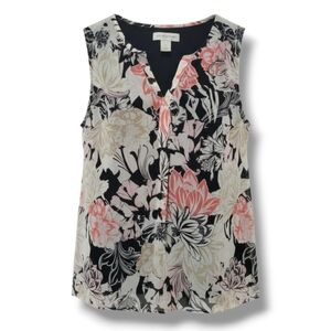 Christopher & Banks Women’s Small Floral Sleeveless V-Neck Lined Blouse Top